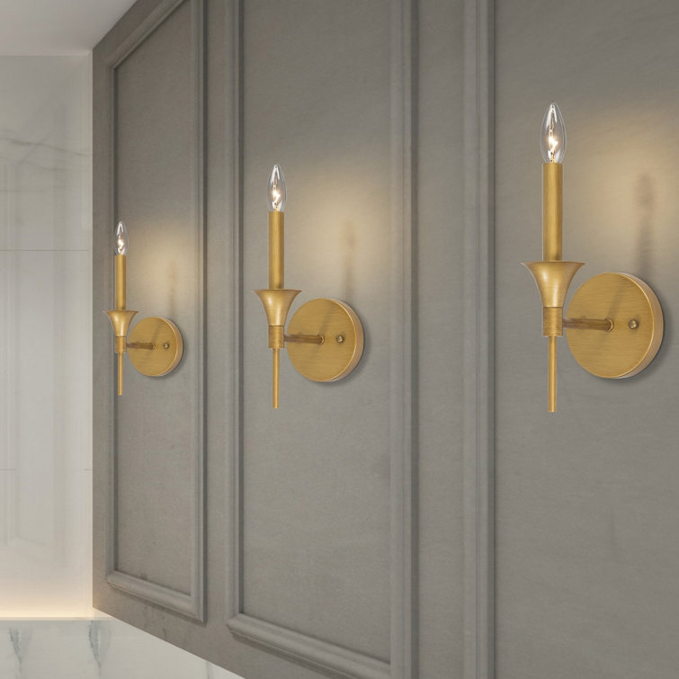 House of Hampton® Eyler 1 Light Dimmable Gold Candle Wall Light